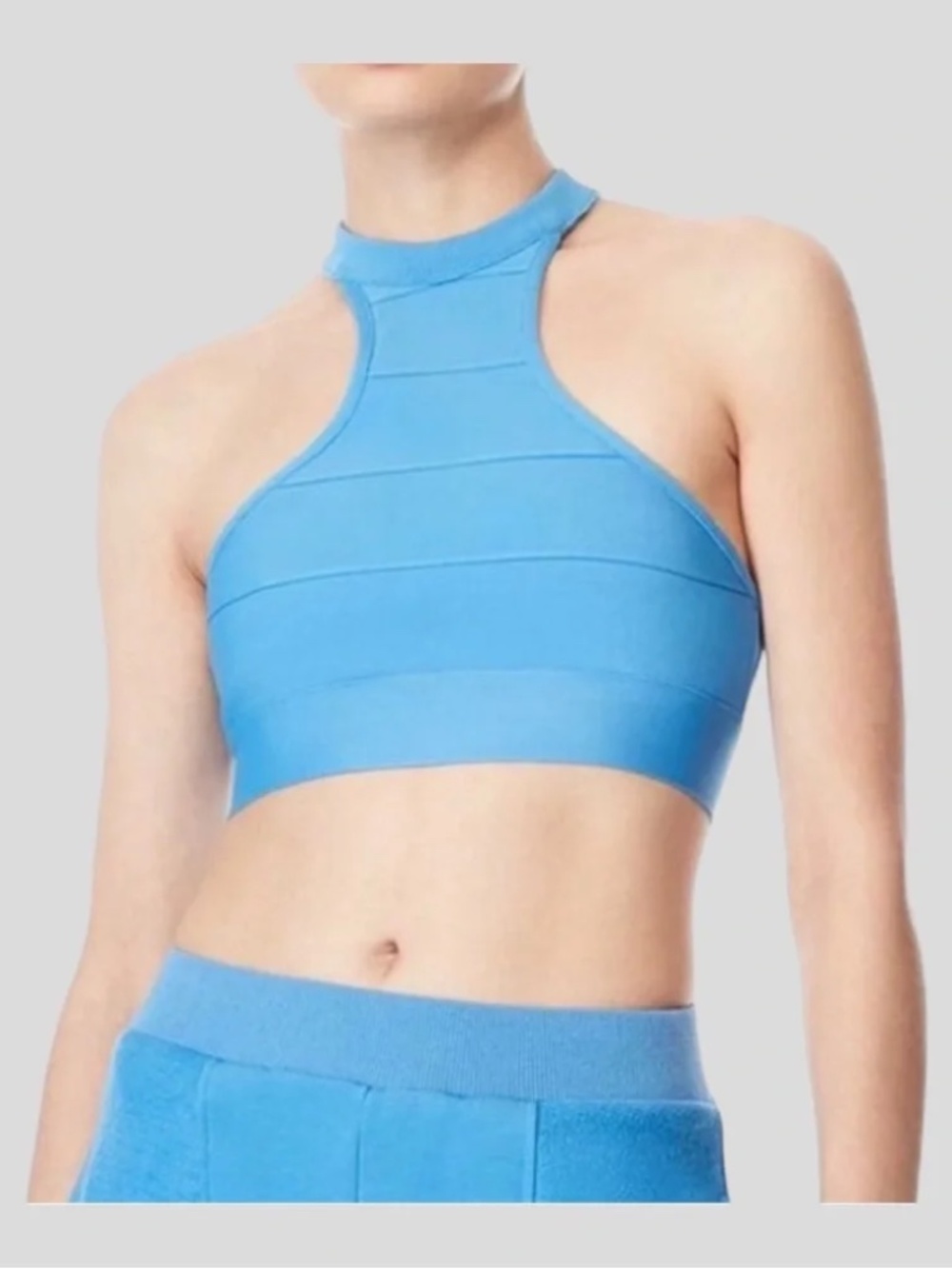 Herve Leger Bandage Halter Crop Top In Periwinkle Blue $145 NWT